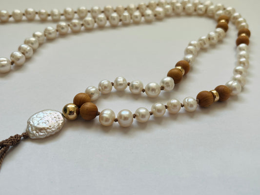 Pearl Mala with 14K Gold